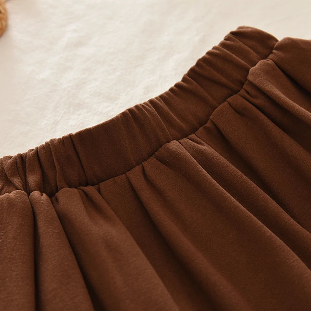 Khaki Mode Herbst Winter Neu 3-7 Jahre alte Mädchen Rundhals Langarm Schleifen-Oberteil + plissierter Rock Zweiteiler koreanische Version