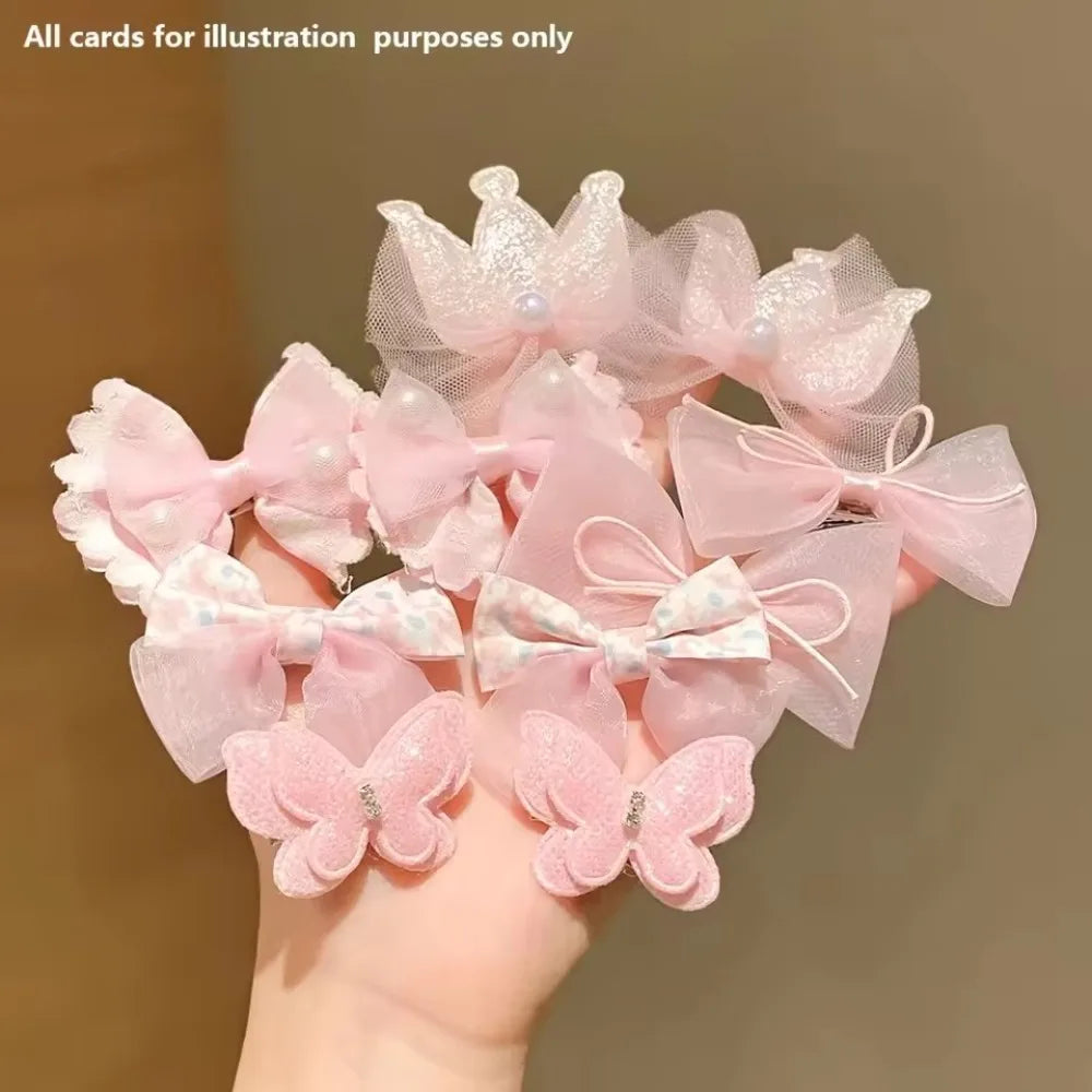 10 Stück süße rosa Haarspangen sind niedlich und vielseitig, Kronen- und Schleifen-Haarspangen, Baby-Haarschmuck-Set für Kinder