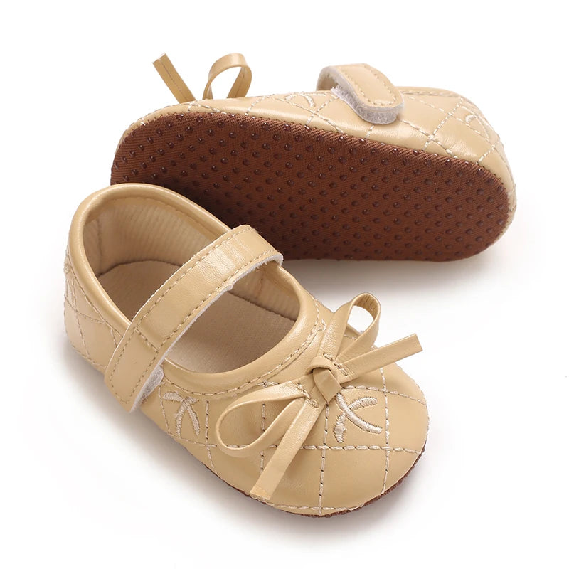 0-18M Baby Girl Leather Shoes New Spring And Autumn Bow Princess Shoes Baby Soft Sole Single Shoes Baby Walking Shoes