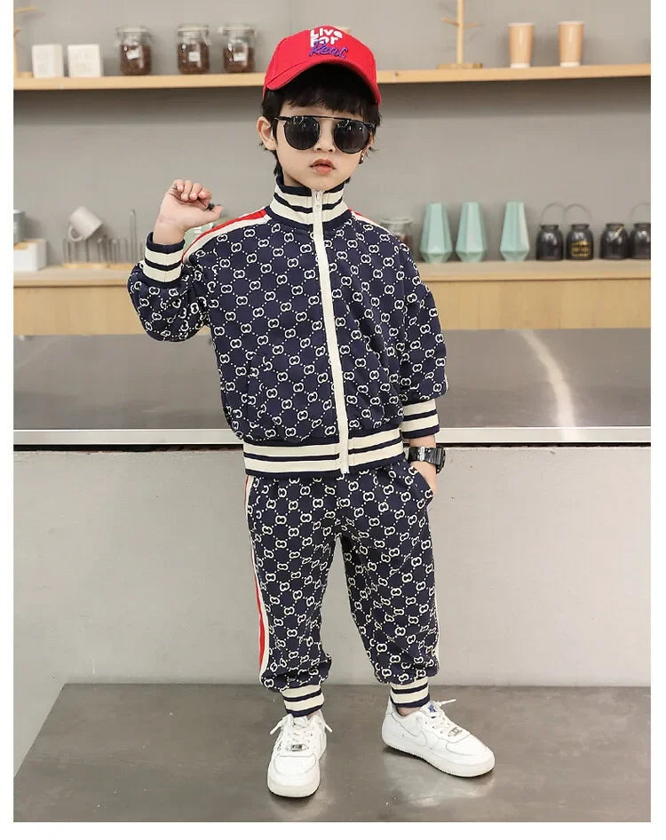 Conjuntos de ropa para niños primavera otoño moda infantil abrigos de algodón+pantalones 2 piezas chándales para bebés niños trajes deportivos niños pequeños 2-12