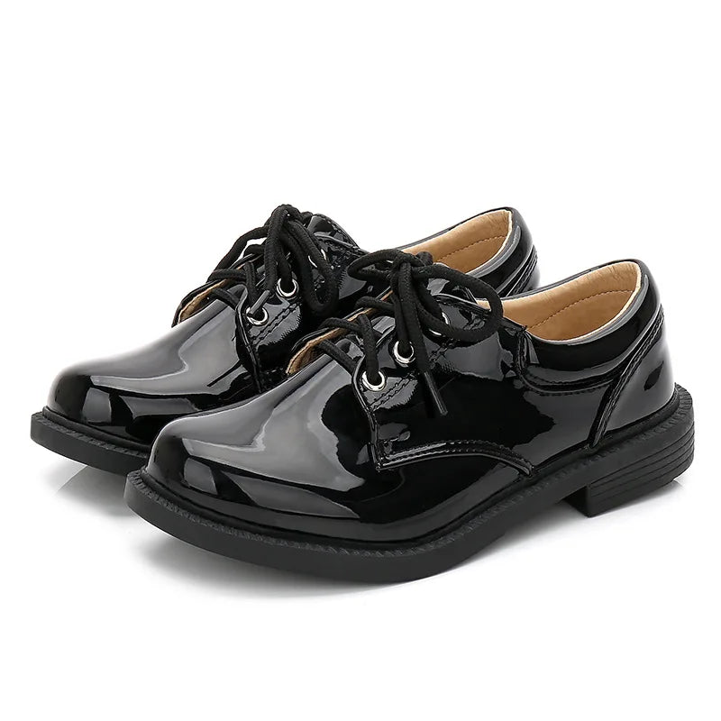 New Big Kids Loafers Boys Patent Leather Shoes Adult British Style Dress Shoes Men Casual Versatile Shoes Soft Sole Comfortable