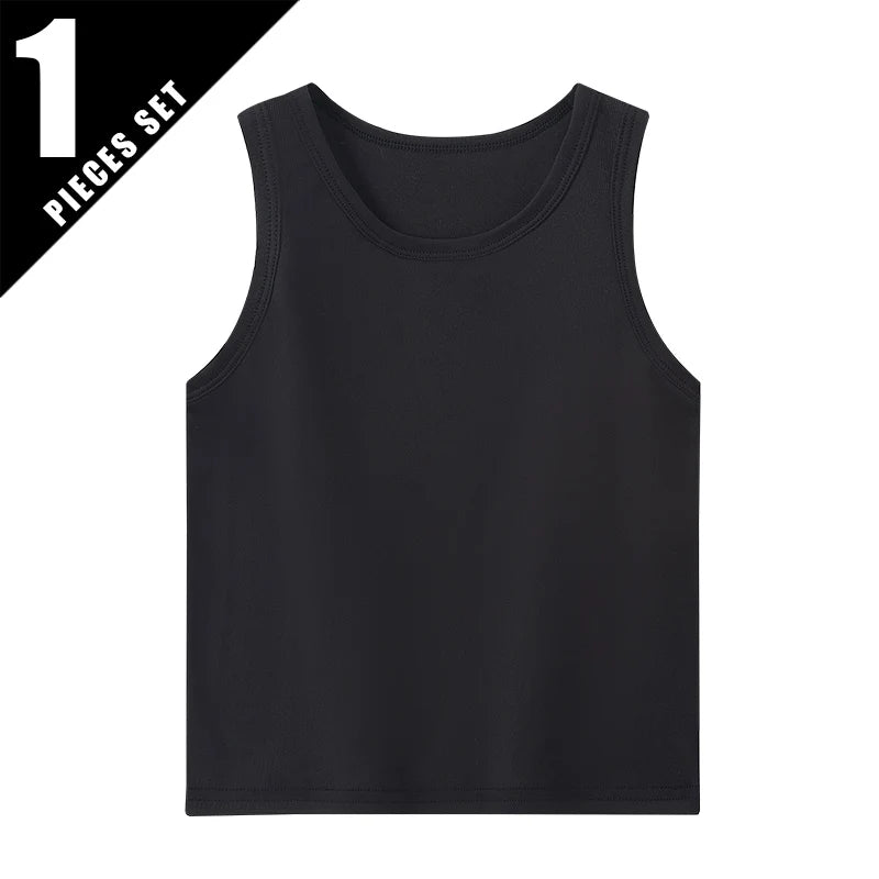 1/3/4 Piezas Chaleco Joker de Color Sólido Delgado para Niños Cuatro Estaciones Camisa de Fondo Suelta y Cómoda para Niño Camiseta Dulce y Encantadora para Niña