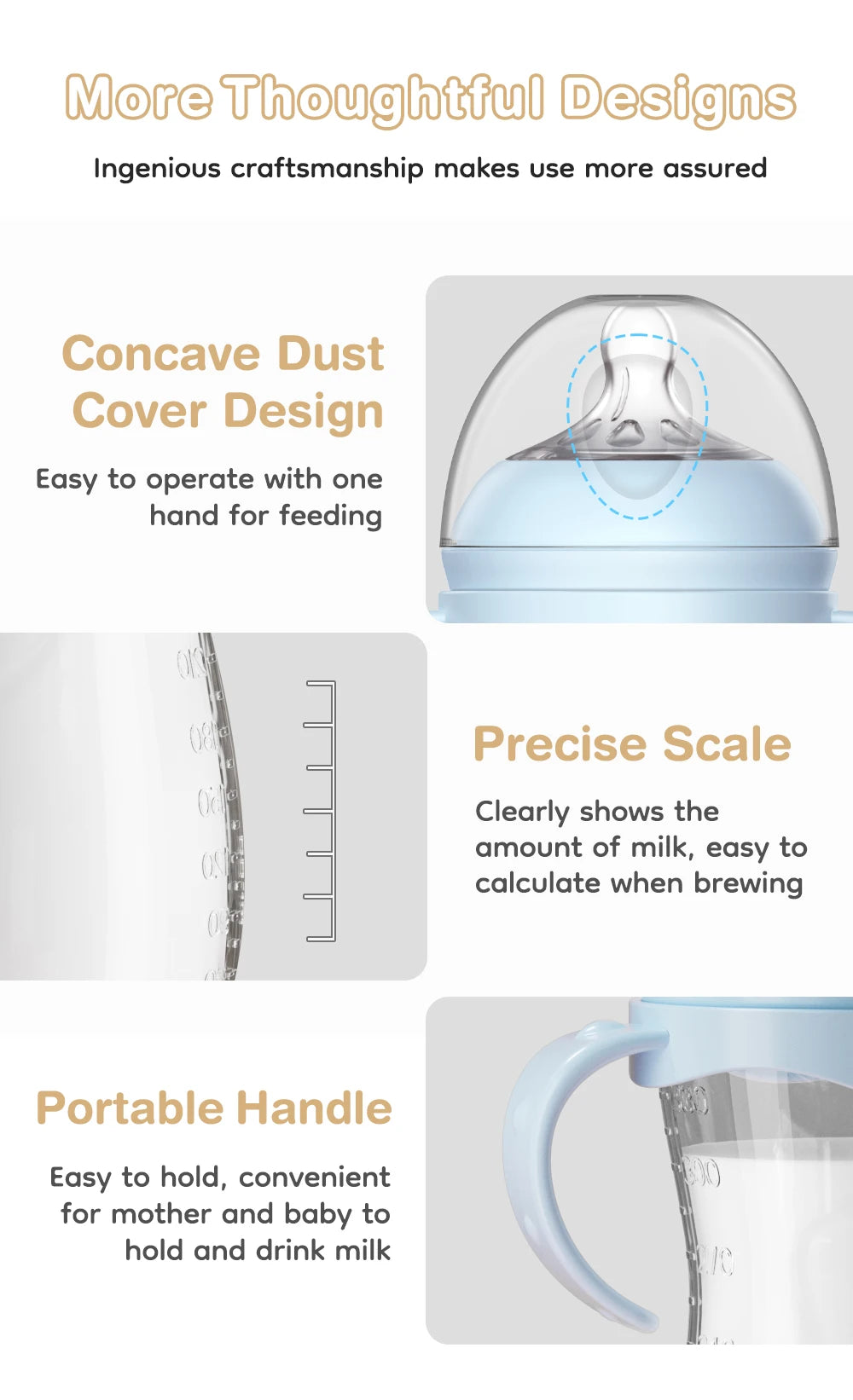 Baby PP Bottle 150/240/330ML Newborn Baby Bottle with Handle Milk BottleFeeding Baby Bottles Newborn Feeding Supplies BPA-Free