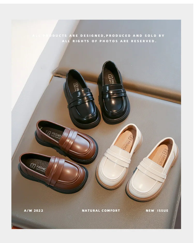 Children Leather Shoes for Boys Girls Kids Loafers Slip-on School Flats Casual Sneakers for Wedding Formal Occasions Party 23-35