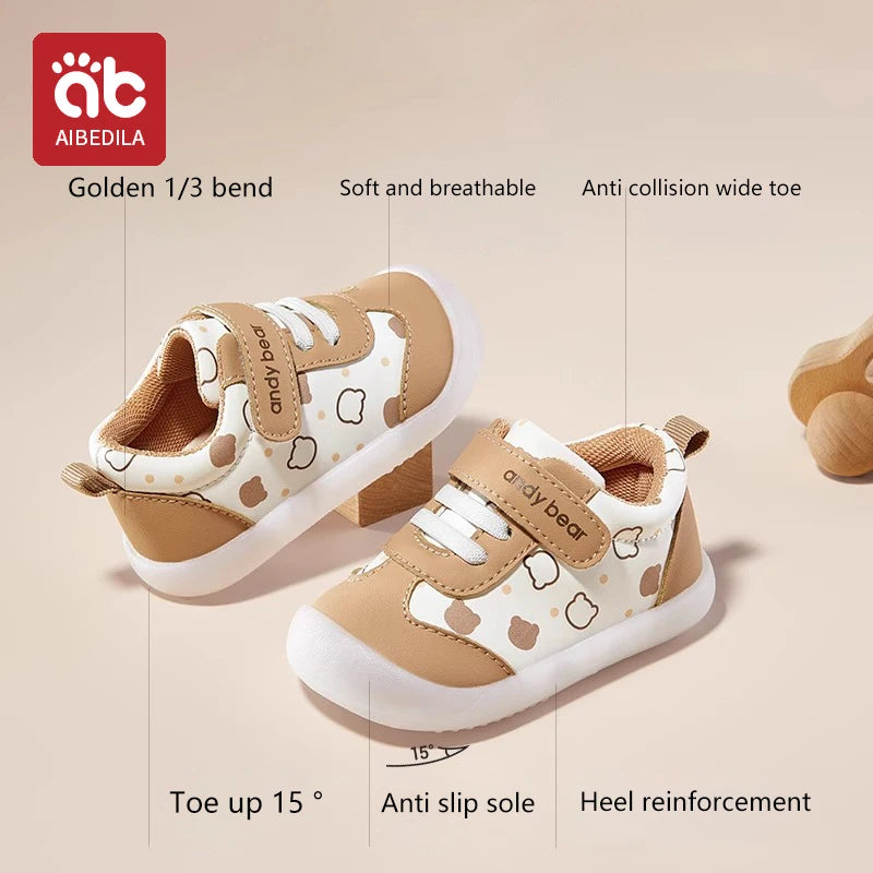 Baby Boys Girls Stars Leather Toddler Shoes Waterproof Rubber Soles Non-slip Indoor Outdoor Casual Sneakers