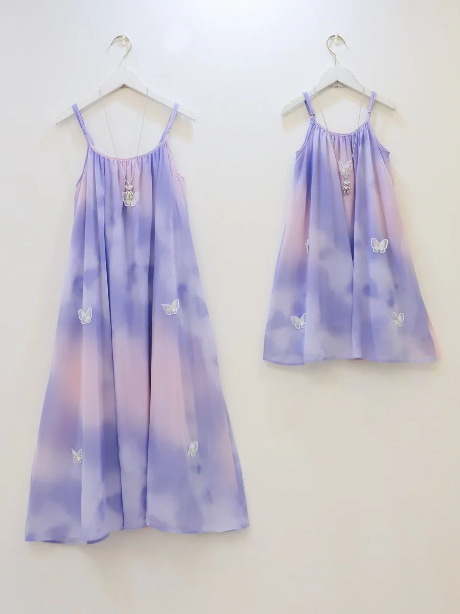 2024 Family Matching Outfits Dresses Summer Mother Daughter Dress Fashion Clothing Girl Mom Daughter Chiffon Beach Dress Clothes