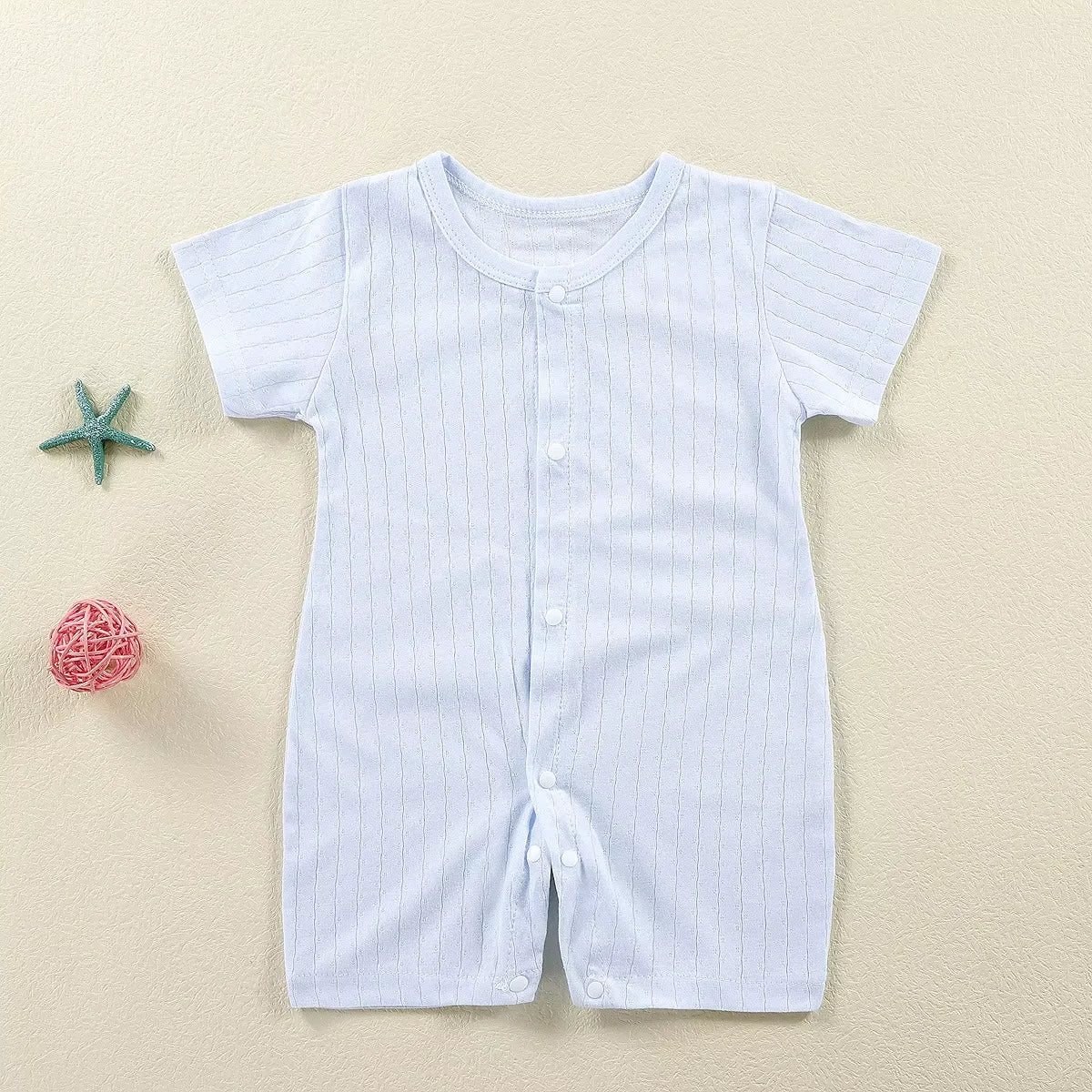 Baby Bodysuit 0-1 Years Cotton Jacquard Snap Closure Crawling Outfit Simple and Trendy Lightweight Romper