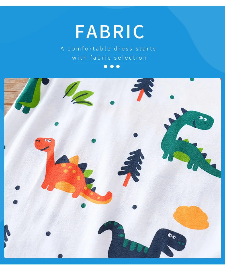Neugeborenen-Kleidung Niedlicher Cartoon-Dinosaurier Allover-Print BaumwolleBequem und weichSommer Jungen und Mädchen0-18 Kurzärmeliger Baby-Strampler
