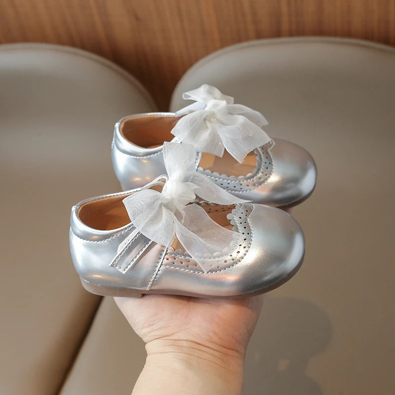 Baby Girl Leather Shoes Spring Autumn New Fashion Soft Comfortable Candy Color Princess Kids Dress Flats Ribbon Bow-knot Sweet