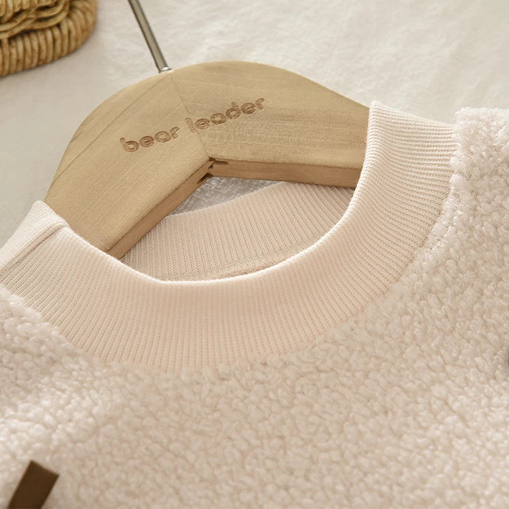 Khaki Mode Herbst Winter Neu 3-7 Jahre alte Mädchen Rundhals Langarm Schleifen-Oberteil + plissierter Rock Zweiteiler koreanische Version
