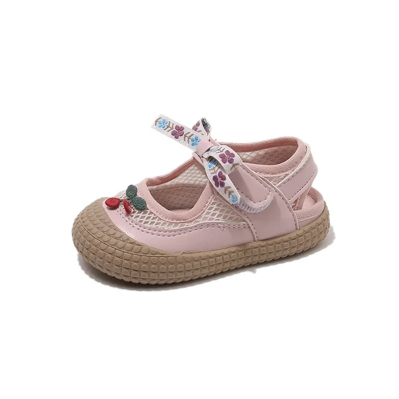 Baby Girls Sandals Cut-outs Cherry Children Beach Shoes Toddler Kids Summer Princess Shoes Anti Slip Soft Sole Babies Sandals