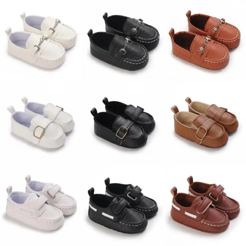 Baby Boy Vintage Leather Shoes 0-18M Multicolor Cuff First Walker Soft Sole Comfortable Spring Autumn Newborn
