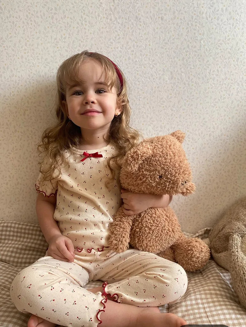 1-6T Kleinkind Baby Mädchen Kleidung Set Sommer 100% Baumwolle Langarm T-Shirt Top Hose Anzug Hauskleidung Stretch 2-teiliges Schlafanzug-Set