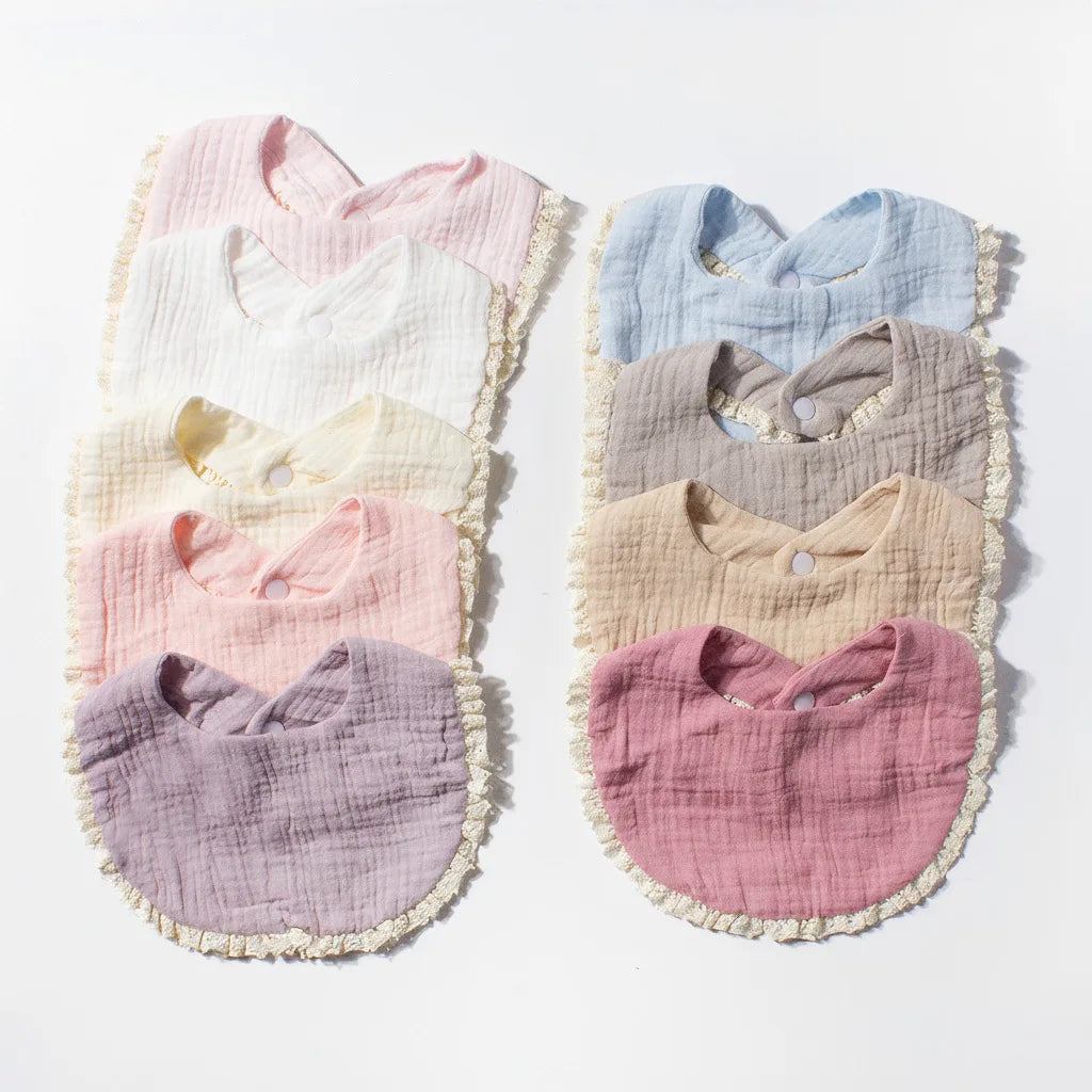 Babero de Doble Capa de Algodón Puro Clase A para Recién Nacido, Tela Absorbente de Gasa para Bebé, Paño para Babear, Accesorio para Fotos, Suave, Cómodo, Unisex 0-3 Meses
