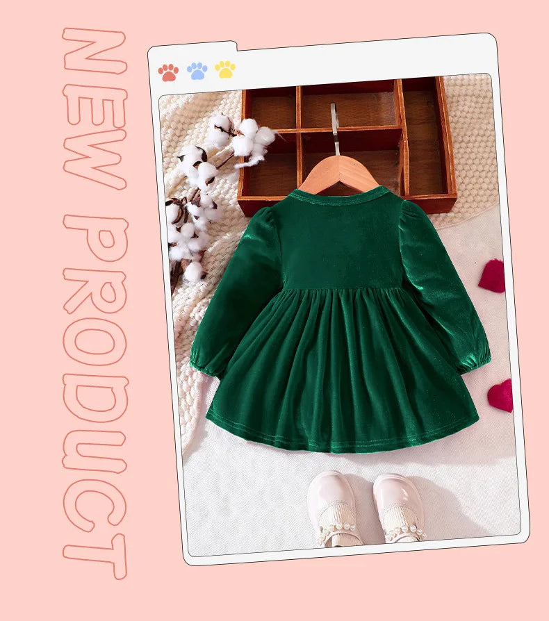 Prowow Baby Velvet Dresses New Year Long Sleeve Front Bow Purple Dress For Newborns Toddler Girls Christmas Costume 2026