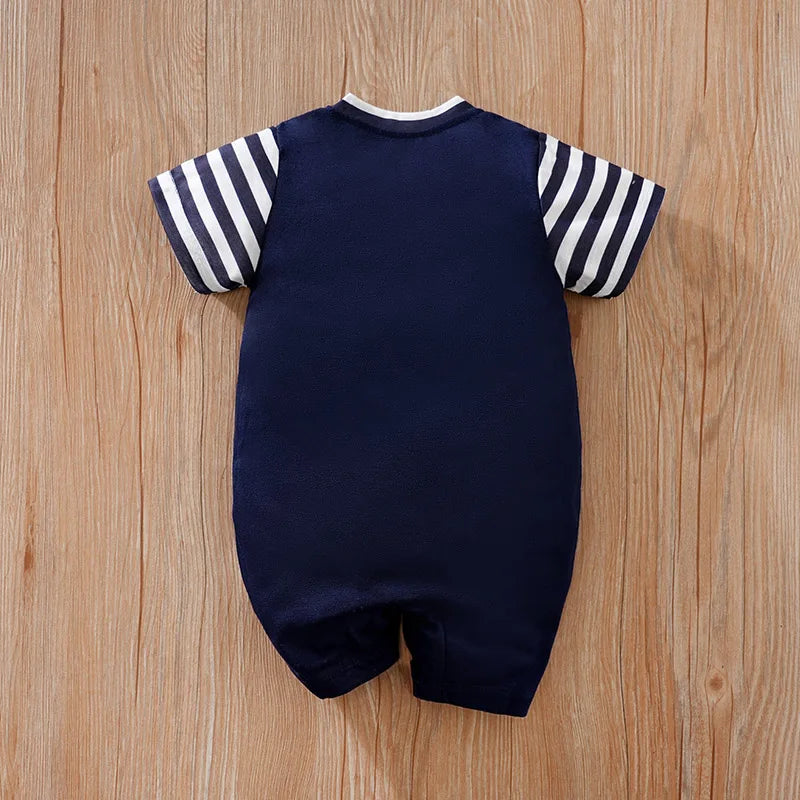 0-18 Baby-Strampler Lässig Buchstabenstickerei Für Bequeme Und Weiche Jungen Und Mädchen Sommer Kurzarm Neugeborenenkleidung