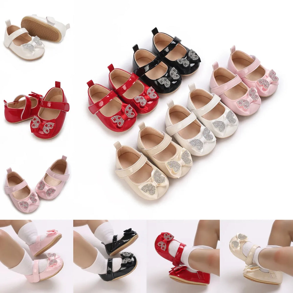 Spring and Autumn Fashion Baby Shoes 0-1 Year Old Girl Cute Bow Princess Shoes Soft Rubber Bottom Lightweight Walking Shoes