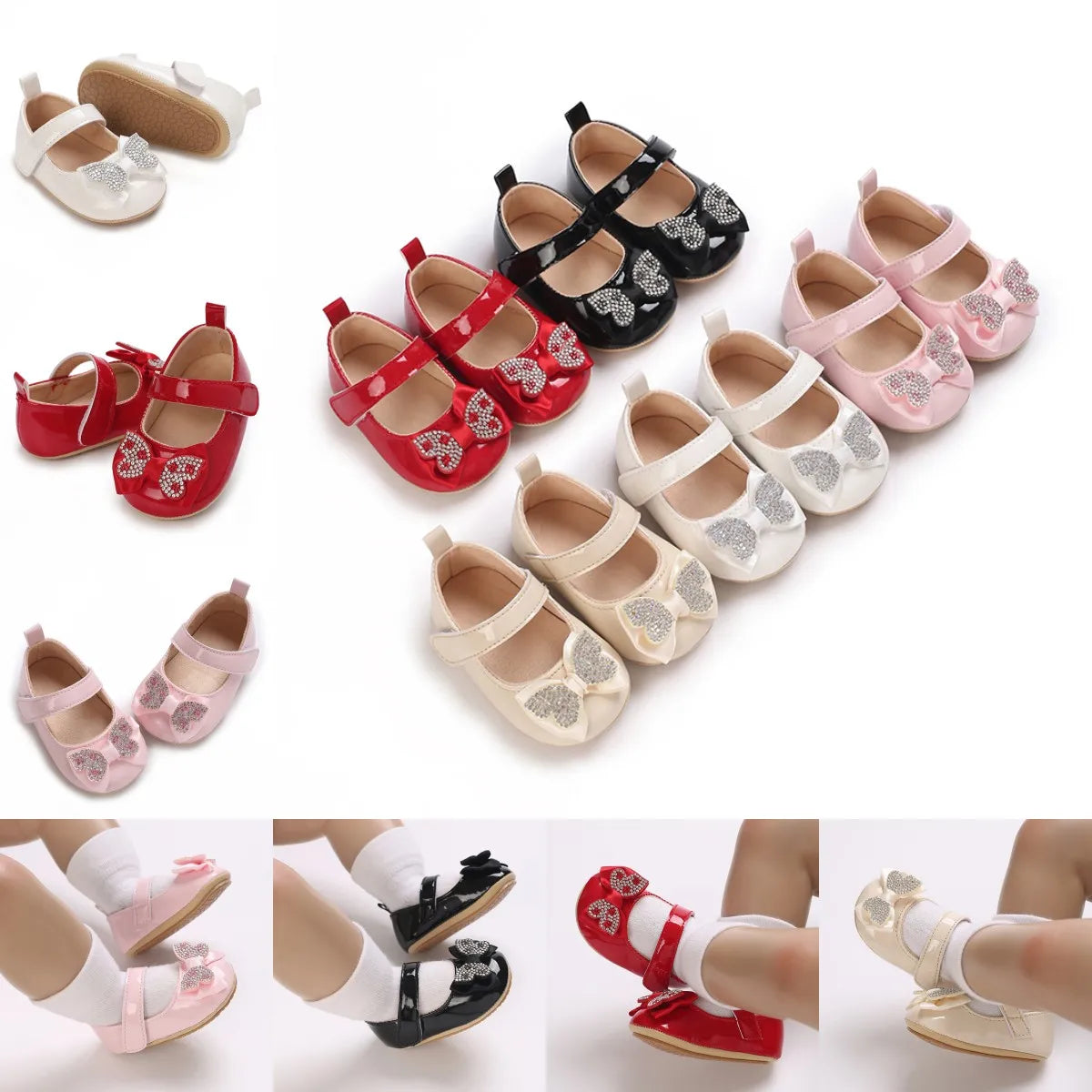 Spring and Autumn Fashion Baby Shoes 0-1 Year Old Girl Cute Bow Princess Shoes Soft Rubber Bottom Lightweight Walking Shoes