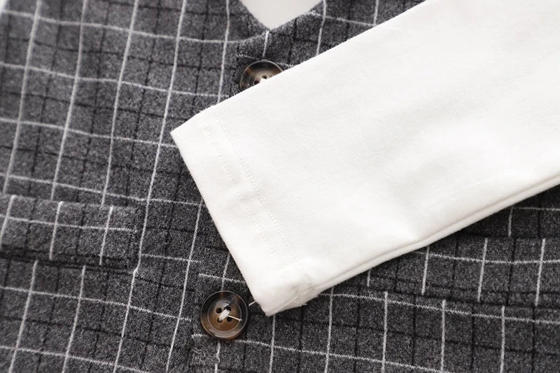 Children Clothing Spring Autumn Baby Boys Wear Infant Lapel Plaid T-Shirt Pants 3pcs/sets Toddler Casual Suit 0-5 Years