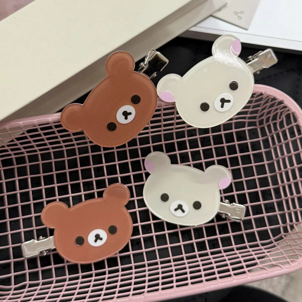 Rilakkuma Korilakkuma Clips para el cabello con diseño de oso de anime, bonitos pasadores y horquillas, accesorios kawaii para el cabello para mujeres y niñas.