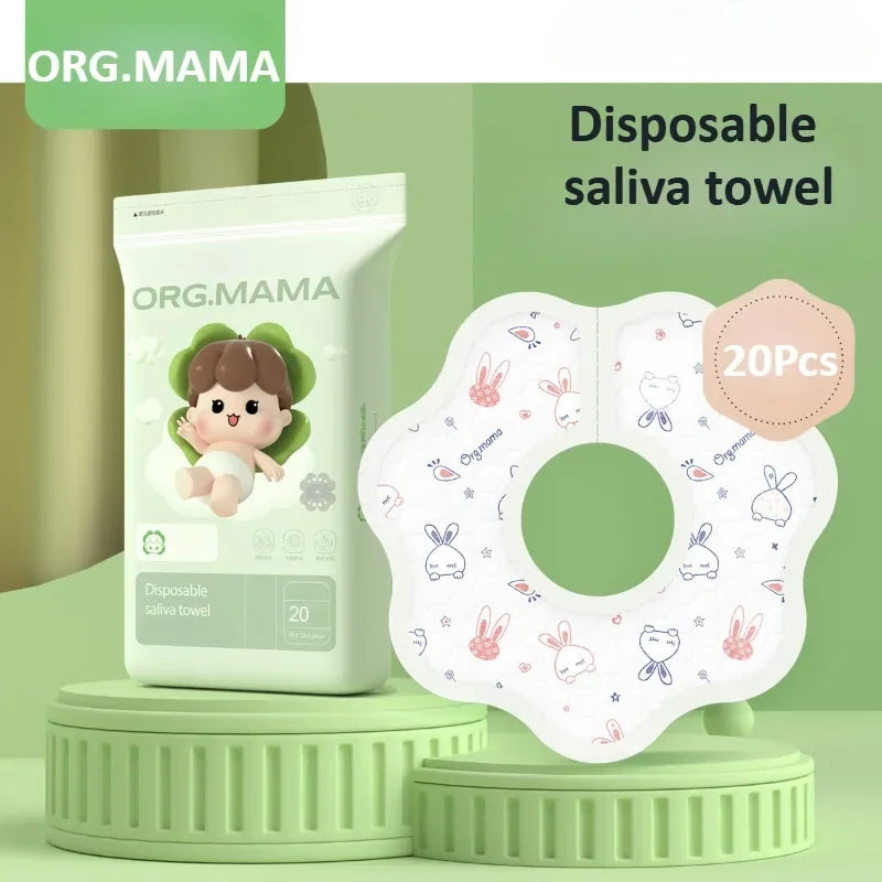 20PCS Disposable Bibs for Babies Toddler Feeding Baby Bibs Soft Absorbent Leakproof Individually Packaged for Travelling Outdoor