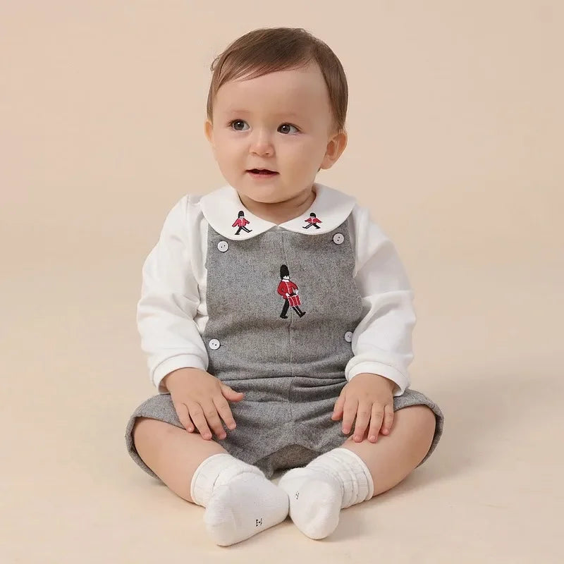 Winter New Baby Eid Clothes Baby Knitwear Newborn Embroidered Strappy Pants Set Boutique Kids Clothing birthday Spanish Boys