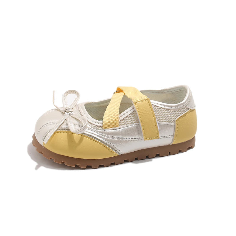 Children's Little Leather Shoes for Girls Elegant Ballet Soft Sole Flexible Bow Anti Slip Toddler Fashion Princess Single Shoes