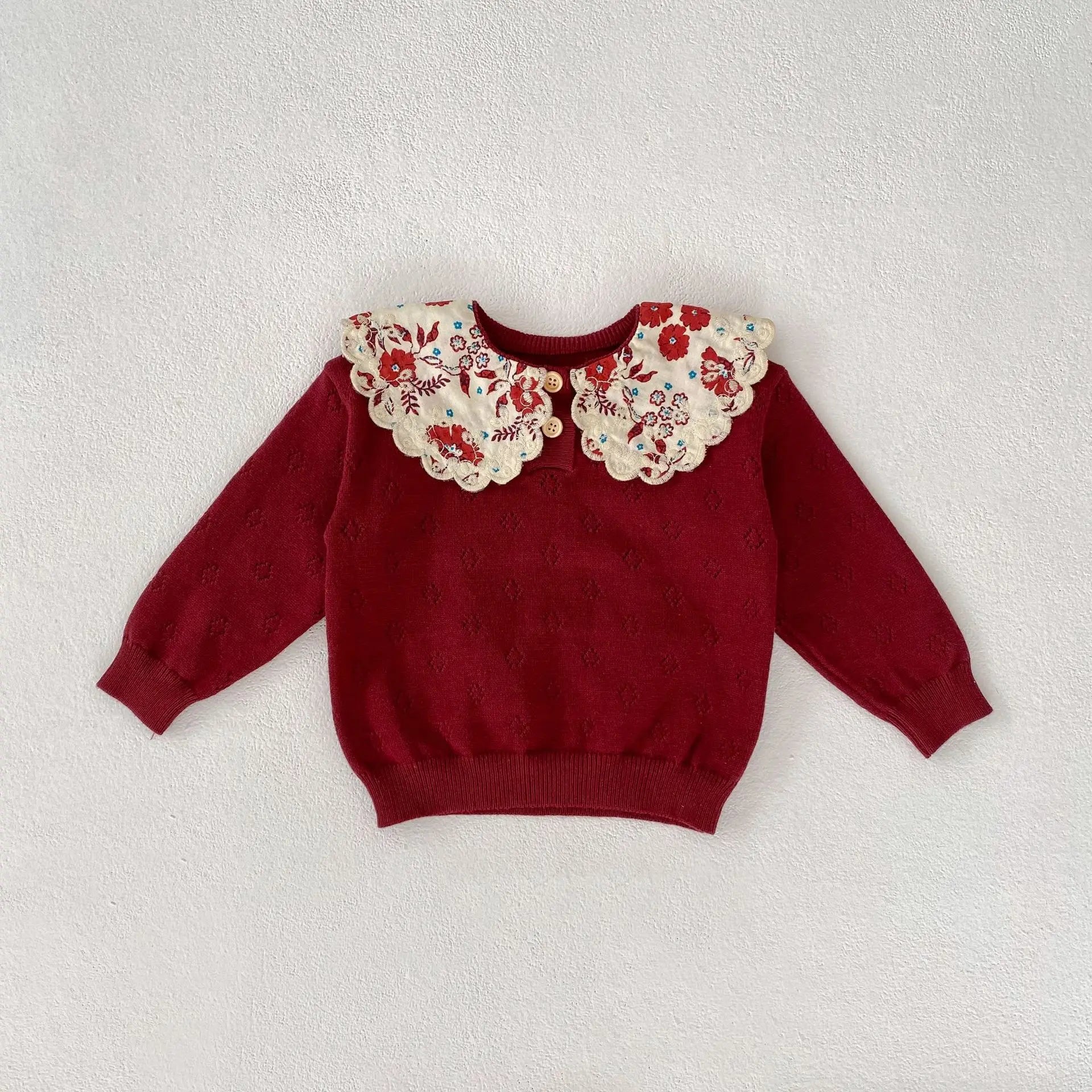 Autumn clothing for infants, young children, girls, babies, sweet big lace collars, knitted pullovers, tops, basecoats