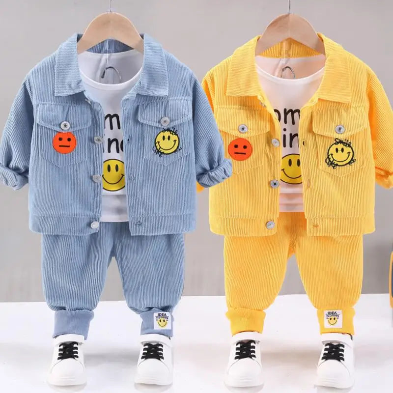 Conjunto de ropa para bebés y niñas pequeñas, primavera, otoño, pana, dibujos animados, conjuntos de ropa para niños, chaquetas con capucha y pantalones, traje para niños de 0 a 5 años