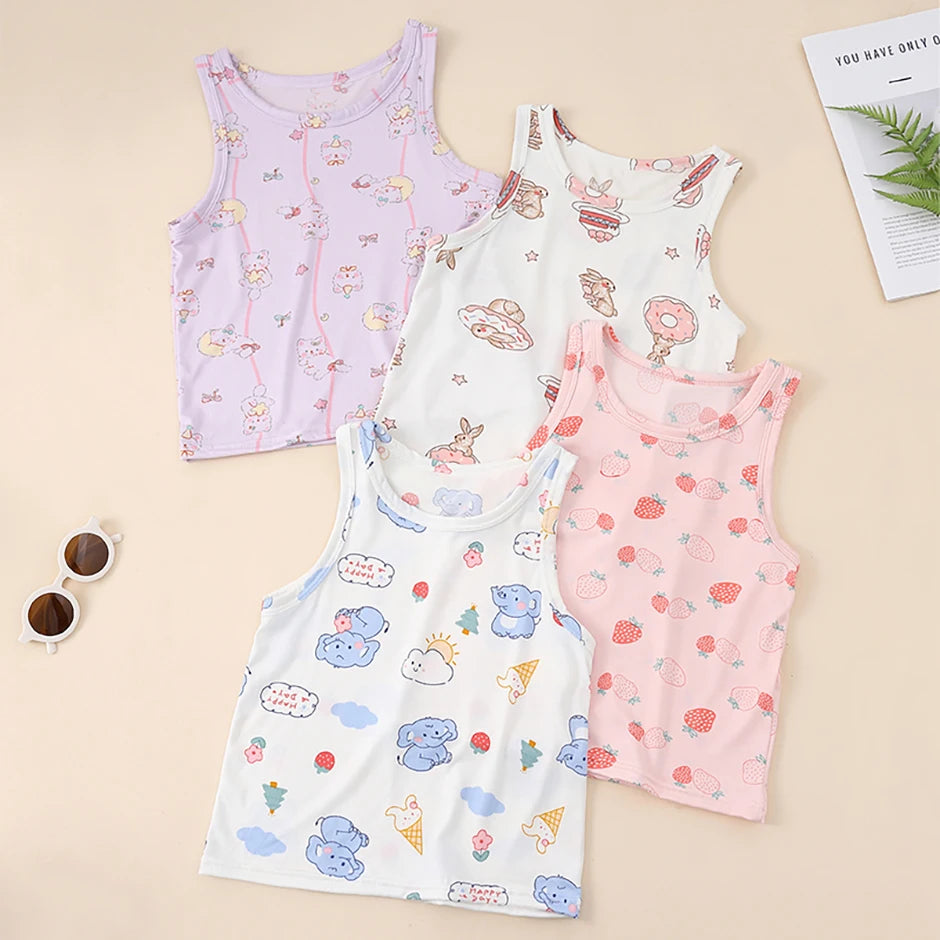 1/3/4 Piezas Chaleco Joker de Color Sólido Delgado para Niños Cuatro Estaciones Camisa de Fondo Suelta y Cómoda para Niño Camiseta Dulce y Encantadora para Niña