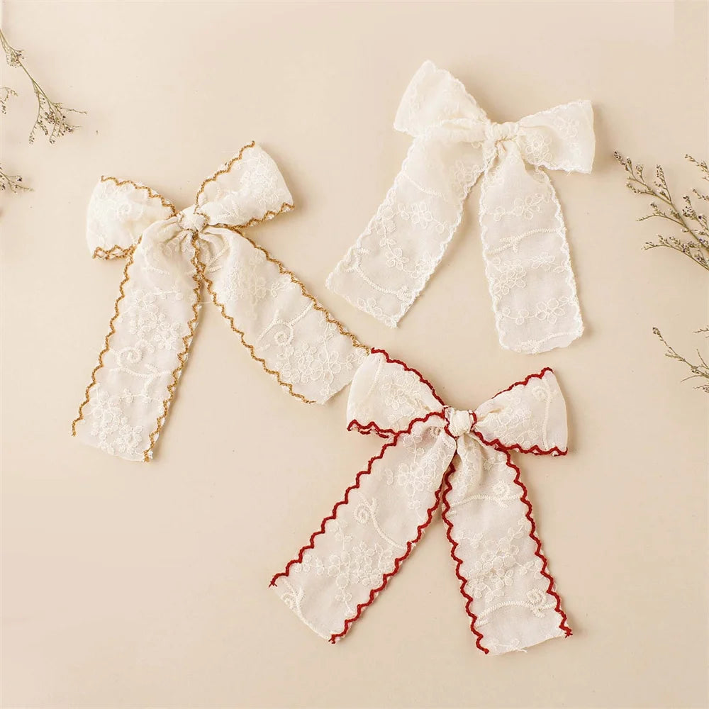 1pcs Baby Girl Hairpins White Lace Bows Hair Clips Cute Hair Pin Barrettes School Girls Kids Headwear Children Hair Accessories