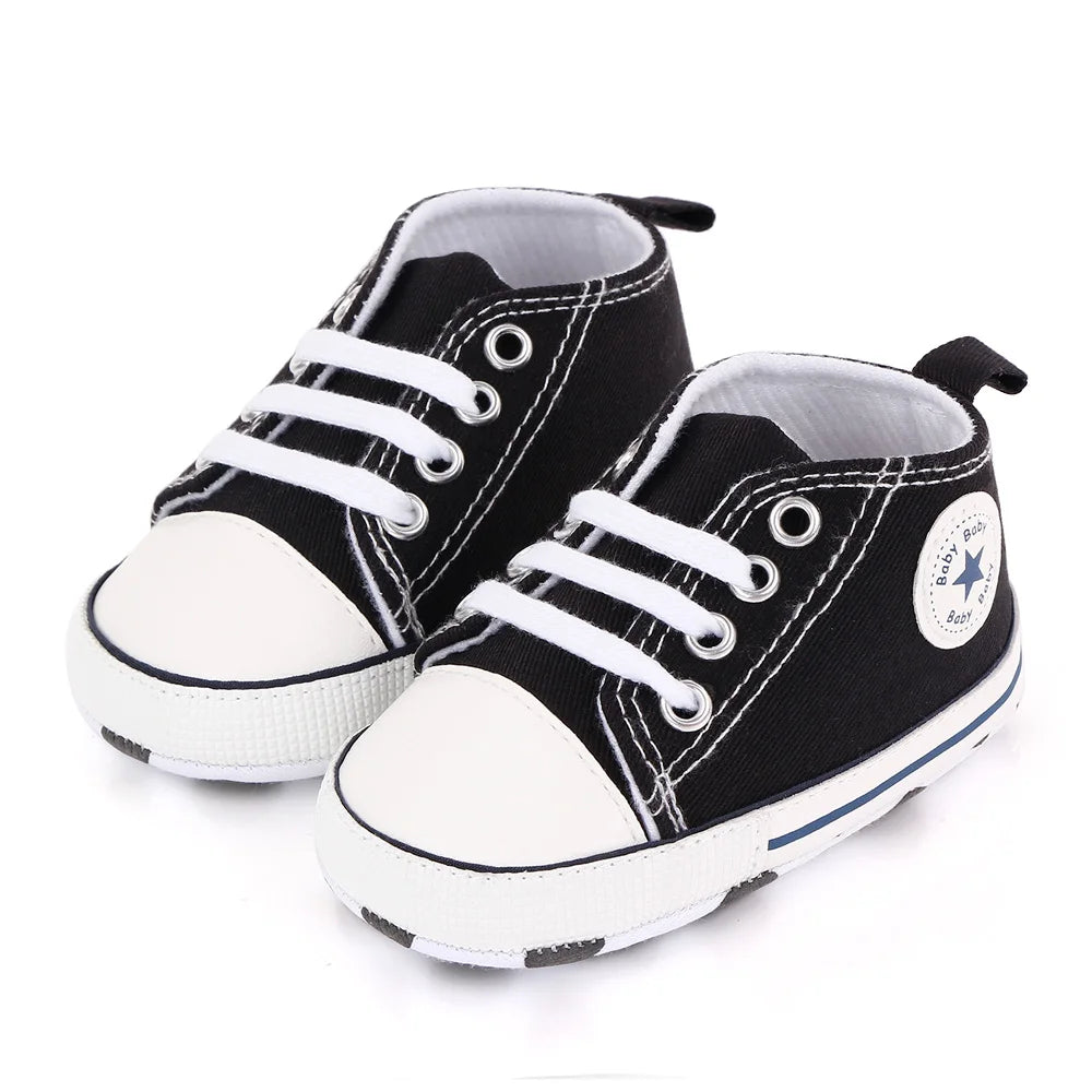 New Baby Shoes Boys Girls Classic Canvas Casual Sneakers Spring Newborn First Walker Toddler Soft Sole Non-Slip Walking Shoes