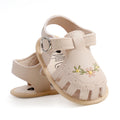 2024 Newborn Baby Girl Sandals Summer Embroidered Leisure Comfortable Lightweight Floral Soft Sole Wrap Toe Sandals For 0-18M
