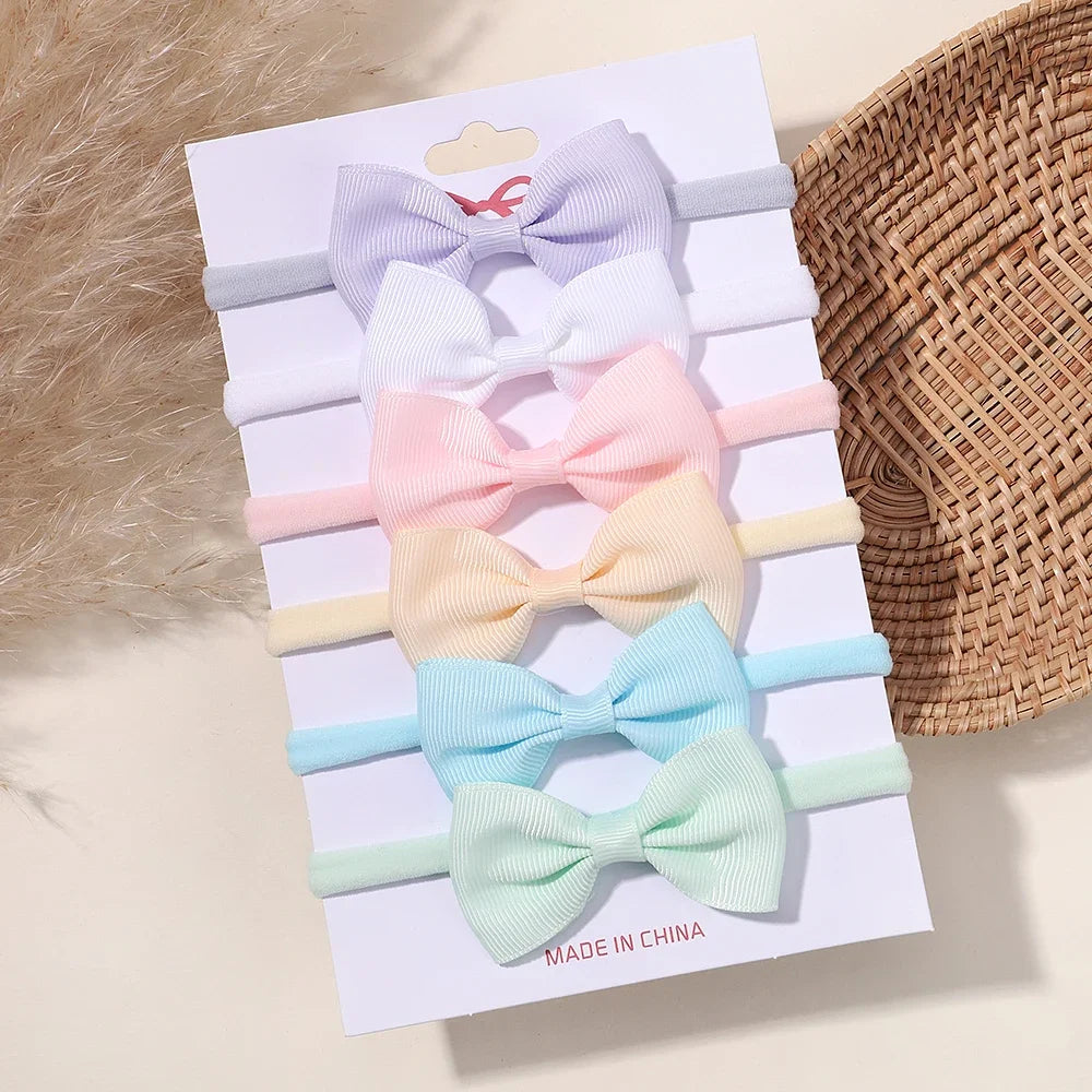 5Pcs/Set Elastic Baby Headband Solid Corduroy Ribbon Bow Headscarf Hairband Newborn Cute Knitted Headband Babe Hair Accessories