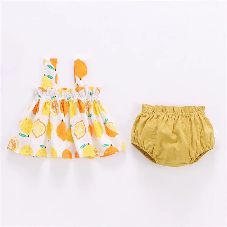Sommer Neugeborenen Baby Kleidung für Mädchen Jungen Set Druck Dünnes Mini-Kleid und PP Shorts 2-teiliges Set Säuglings-Baby-Kleidung Outfit 6-24M