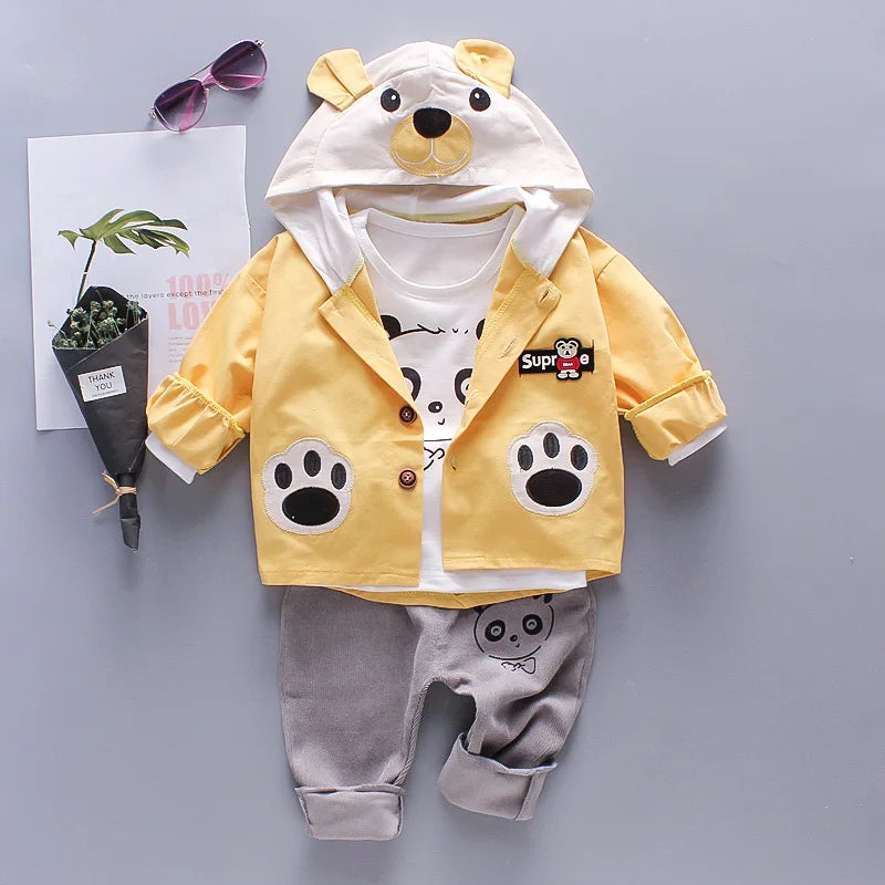 Toddler Baby Boys girl Clothes Set spring autumn corduroy Cartoon Clothing Sets Boys Hoodies Jacket And Pants Kids Suit 0-5Y