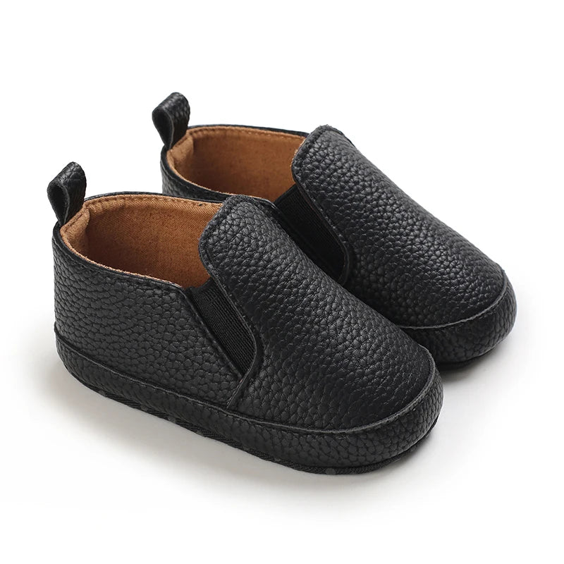 Baby Learning Walk Shoes, Slip-on Leather Casual Loafers, Soft Sole Comfortable Footwear for Infants 0-18M