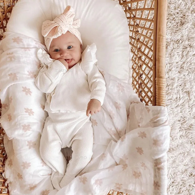 Newborn Girl Clothing Sets For Kids Knitted Cute Top Pants Suit Baby Girls Outfits White CostumeChildren Clothes Winter Spring