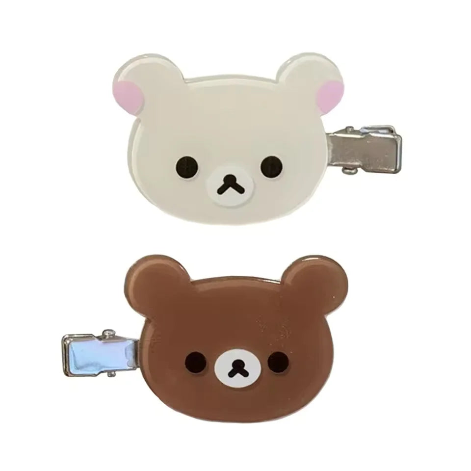 Rilakkuma Korilakkuma Hair Clips Anime Bear Head Cute Hair Pins and Clips Headwear Kawaii Hair Accessories for Women Girls