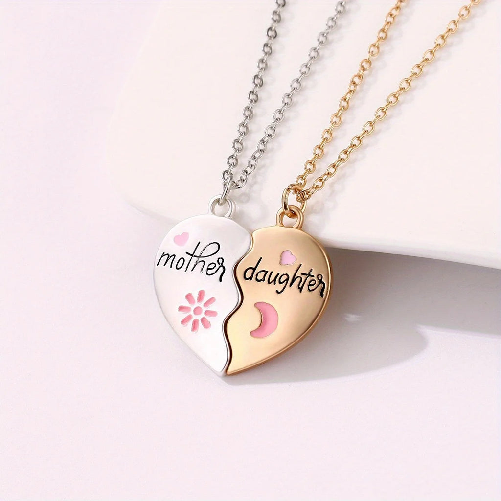 Mom Daughter Pendant Necklace Women's Stainless Steel Choker Necklace Stylish Family Jewelry Mother's Day Gift For Mom