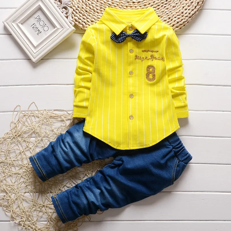 Kinder Jungen Kleidung Baby Casual Fliege Hemd + Hose 2-teilige Sets Sommer Kleinkind Denim Outfits Kinder Anzüge Kleinkind Kleidung BC1219