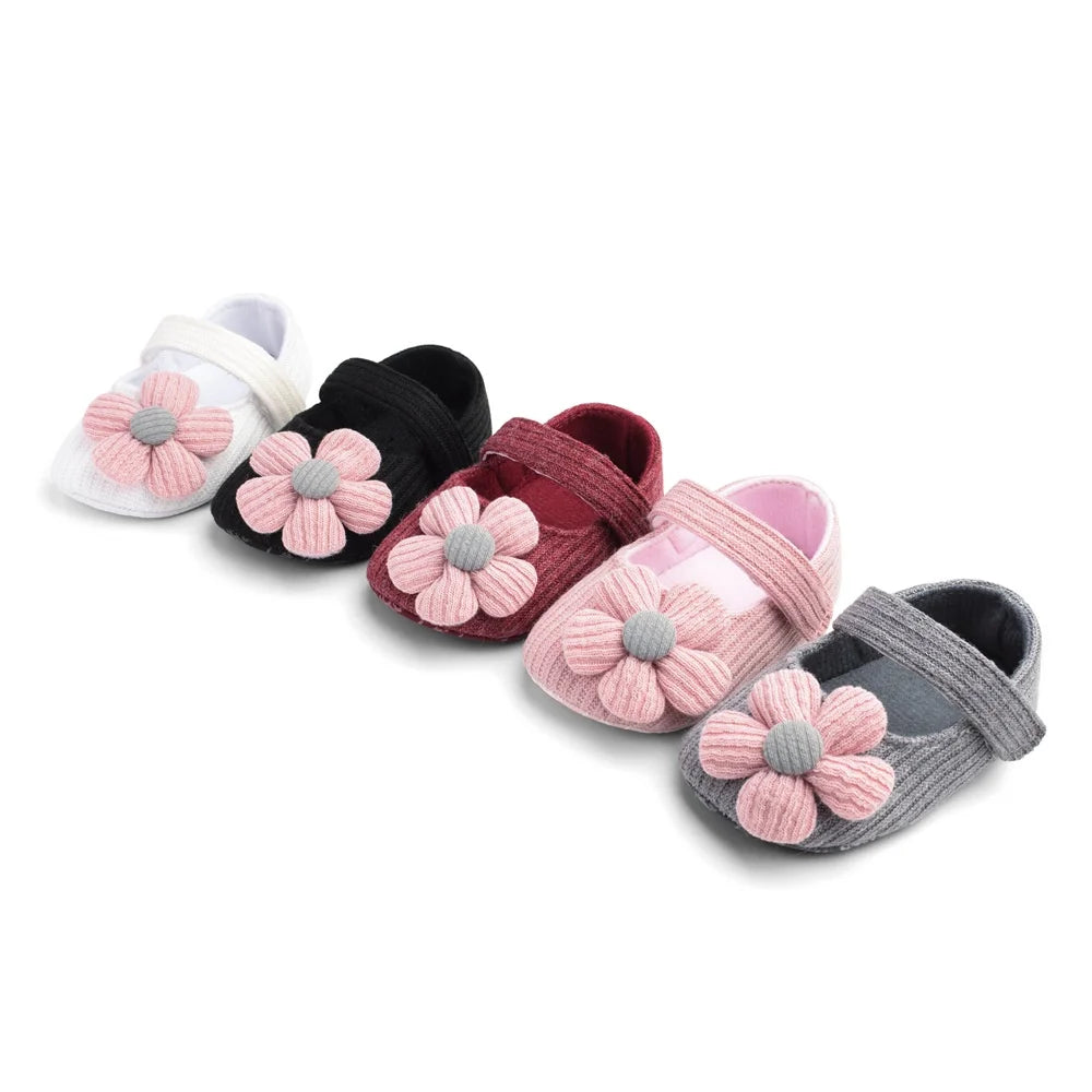 1Pair Baby Walking Shoes, Cute Flower Soft Sole Cloth Shoes, Adjustable Elastic, Suitable for 0-1 Years Old Baby Daily Wear