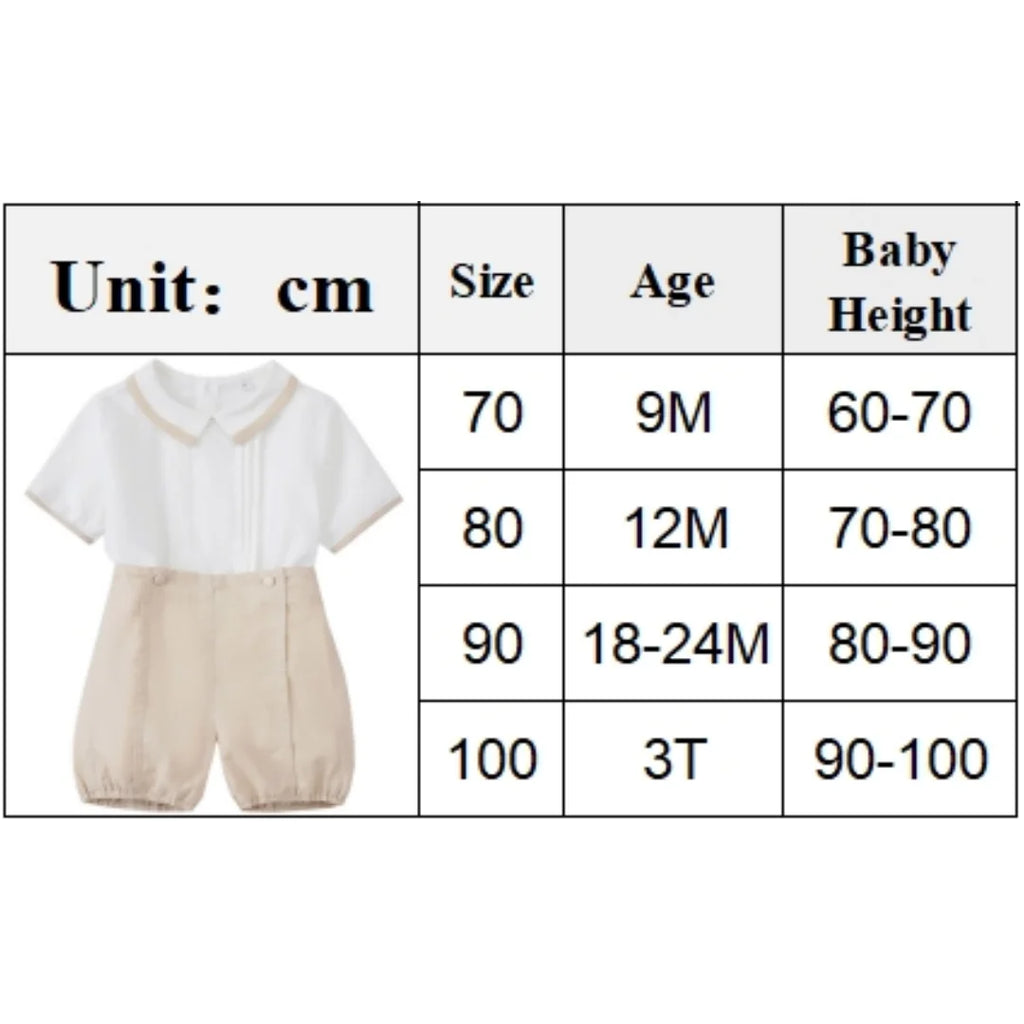 Conjuntos de dos piezas de verano de caballero para niños de 9, 12, 18, 24, 36 meses, ropa de cumpleaños o boda para bebés, de algodón suave