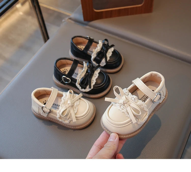 Elegant Baby Shoes Spring Autumn Girls Princess Walking Shoes Fashion Versatile Children's Leather Shoes Kids Flats Breathable