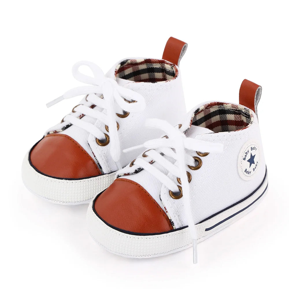 New Baby Shoes Boys Girls Classic Canvas Casual Sneakers Spring Newborn First Walker Toddler Soft Sole Non-Slip Walking Shoes