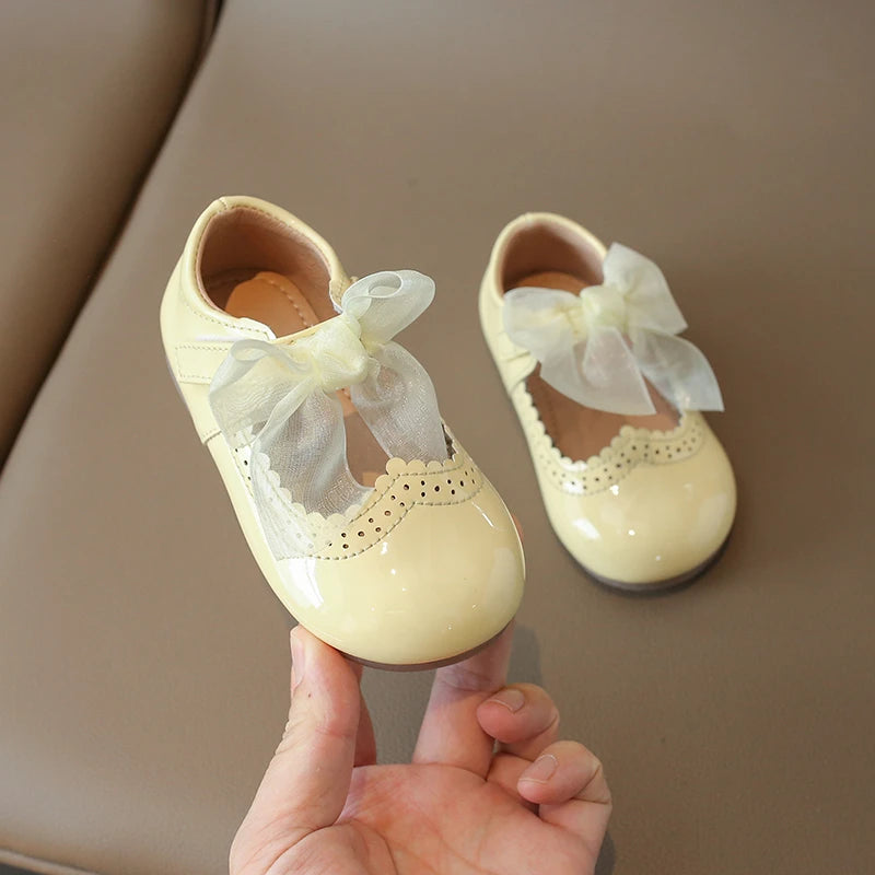 Baby Girl Leather Shoes Spring Autumn New Fashion Soft Comfortable Candy Color Princess Kids Dress Flats Ribbon Bow-knot Sweet
