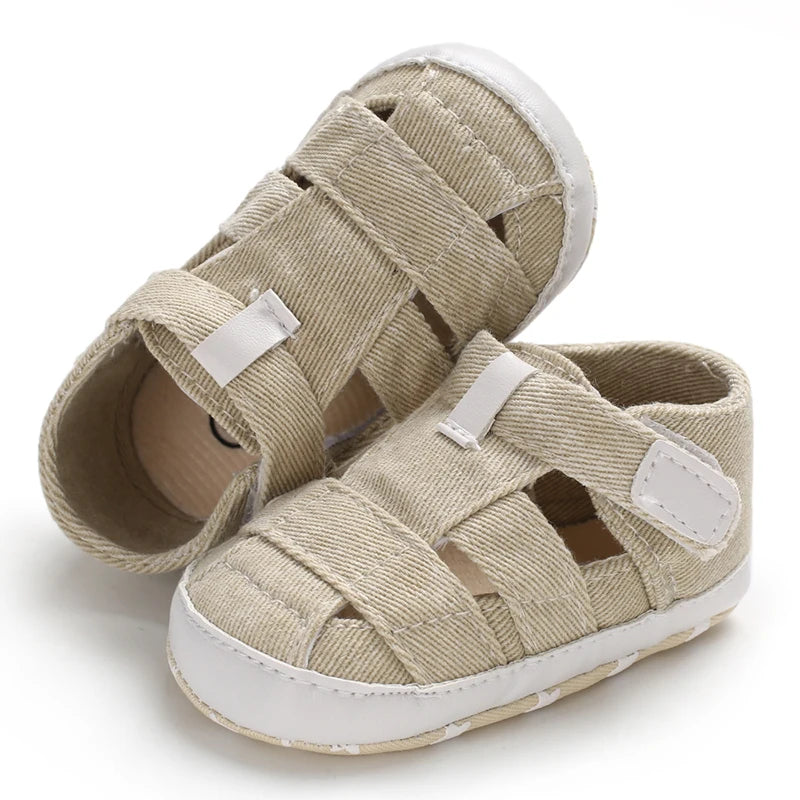 Newborn Boys And Girls Baby Shoes Fashion Canvas Soft Soles First Walking Shoes Breathable Sandals Popular Summer Beach Shoes