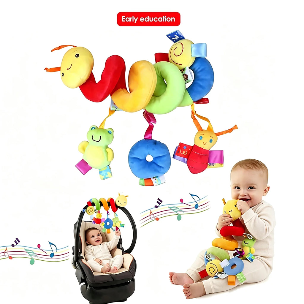 Colorful Label Bed for Infant 0-12 Months, Hanging Baby Comfort Toys Around the Bed, Safety Seat Comfort Toys with BB Squeaker