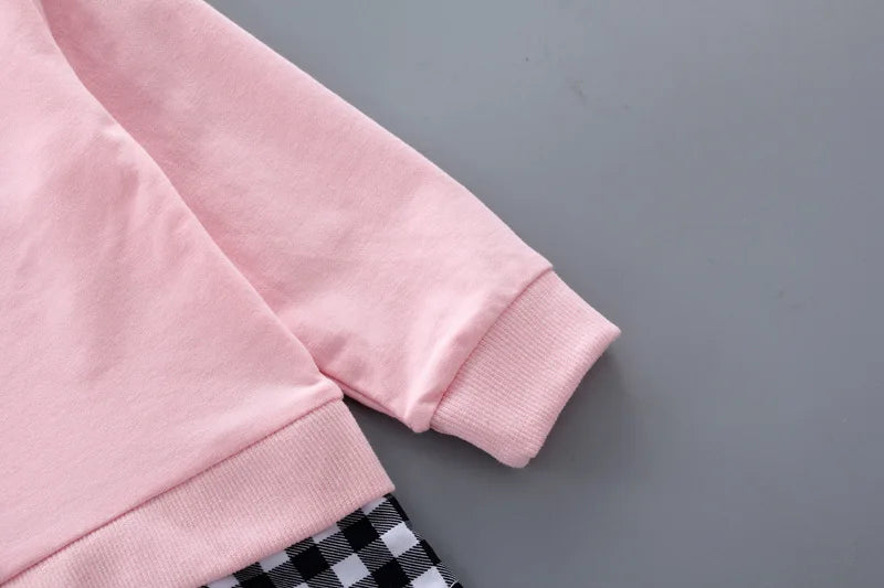 Children's Clothing Sets Bow Plaid Long Sleeve Top + Pants 2pcs Sets Toddler Girl Clothes Kids Boutique Clothes Baby Outfit Set