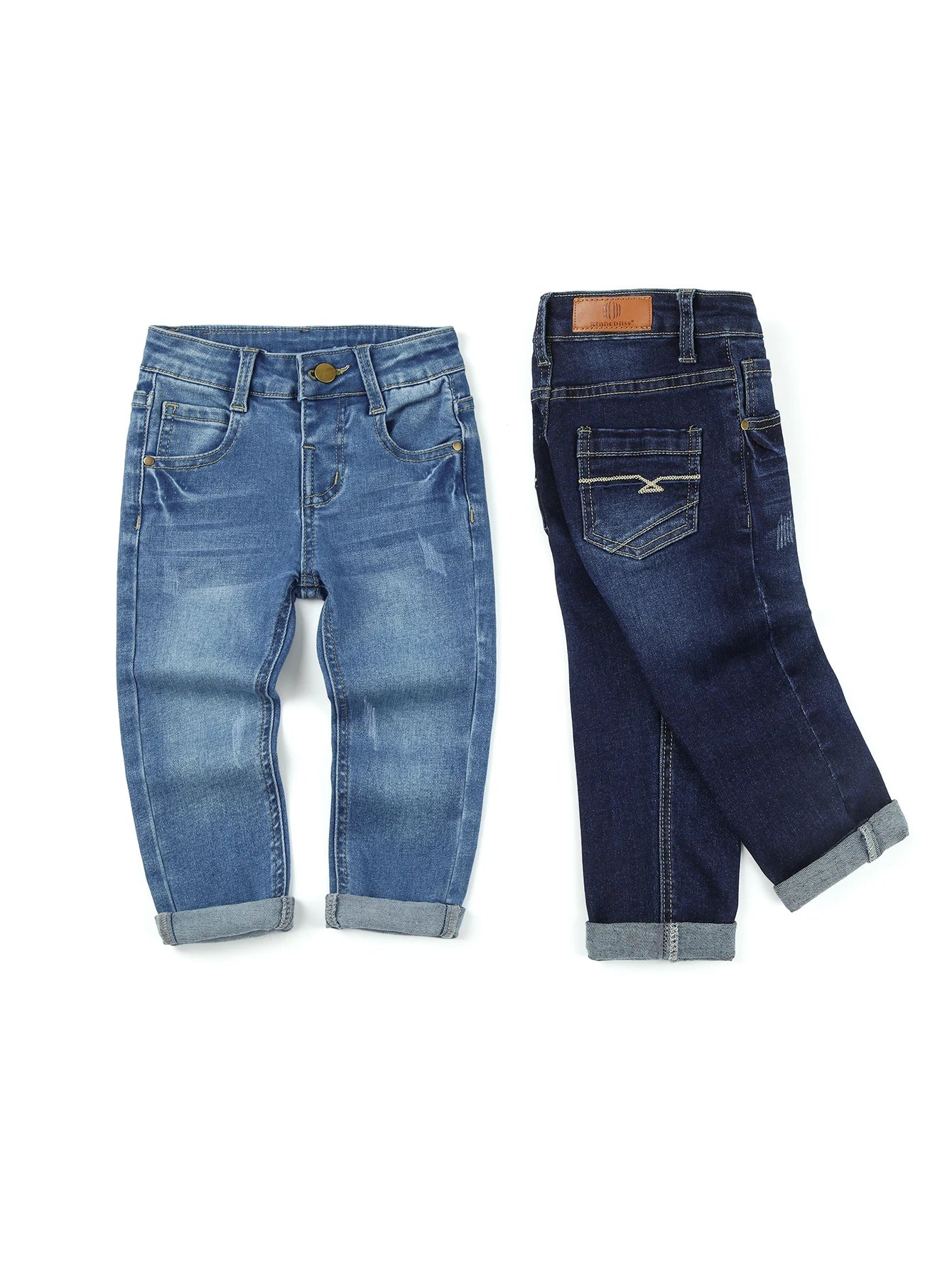 [Pantalones vaqueros para niños] Jeans elásticos casuales para niños Pantalones sólidos de moda para jóvenes de primavera y otoño con bolsillos